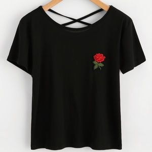 Rose Criss Cross Back Tee